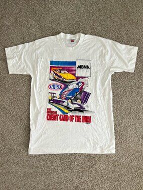 90s NHRA Drag Racing Cars MBNA Credit Card T-Shirt USA Vintage Size XL